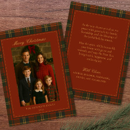 Vintage Christmas Plaid Traditional Family Feestdagenkaart