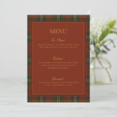 Vintage Christmas Plaid Traditional Family Menu (Staand voorkant)
