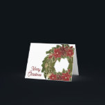 Vintage Christmas Poinsettias Krans Wenskaart Bedankkaart<br><div class="desc">Dit elegante, ontwerp is voorzien van een kerstkrans met poinsettia's. Klik op de knop Aanpassen voor meer flexibiliteit bij het wijzigen van de tekst en de afbeeldingen! Variaties van dit ontwerp en coördinerende producten zijn verkrijgbaar in onze winkel, zazzle.com/store/doodlelulu. Neem contact met ons op als u wilt dat dit ontwerp...</div>