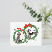 Vintage Christmas Poodles Retro Vakantie Feestdagenkaart (Staand voorkant)