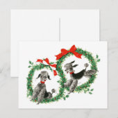 Vintage Christmas Poodles Retro Vakantie Feestdagenkaart (Voorkant / Achterkant)