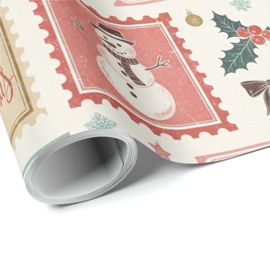 Vintage Christmas Postage Pattern Cadeaupapier (Rol Hoek)