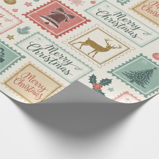 Vintage Christmas Postage Pattern Cadeaupapier (Hoek)