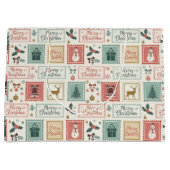 Vintage Christmas Postage Pattern Groot Cadeauzakje (Voorkant)