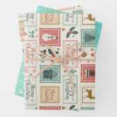 Vintage Christmas Postage Pattern Inpakpapier Vel (In situ)