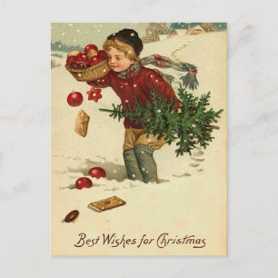 Vintage Christmas Postcard Feestdagenkaart