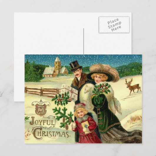 Vintage Christmas postcard Feestdagenkaart (Voorkant / Achterkant)