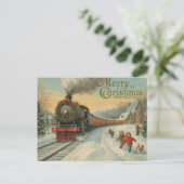 Vintage Christmas Postcard Feestdagenkaart (Staand voorkant)