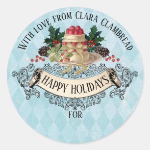 Vintage Christmas pudding Kerst sticker