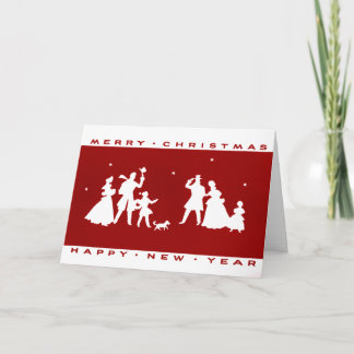 Vintage Christmas Red Silhouette Kaart