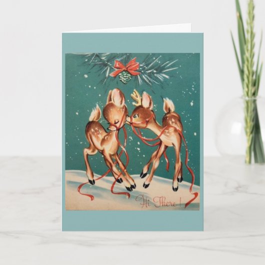 Vintage Christmas - Reindeer Kisses, Feestdagen Kaart (Voorkant)