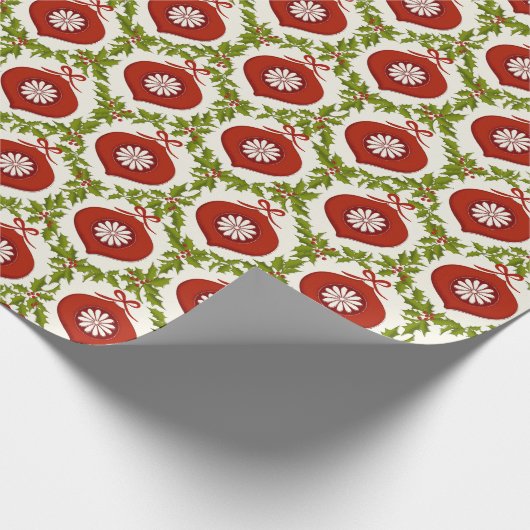 Vintage Christmas - Retro Glass Ball Cadeaupapier (Hoek)