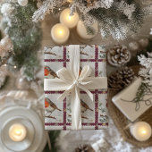 Vintage Christmas Robin postzegel Cadeaupapier