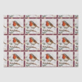 Vintage Christmas Robin postzegel Tissuepapier (Voorkant)