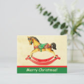 Vintage Christmas Rocking Horse Briefkaart (Staand voorkant)