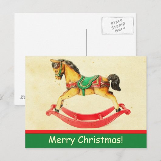 Vintage Christmas Rocking Horse Briefkaart (Voorkant / Achterkant)
