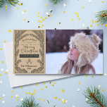 Vintage Christmas Rustic Pine Branch Vakantie Foto Feestdagenkaart<br><div class="desc">Vier het seizoen met deze rustieke kerstkaart met uw foto,  dennentakken,  dennenappels en kerstklokken op een bruine achtergrond. Aanpassen door jouw namen en het huidige jaar toe te voegen.  in gevoel,  maar toch feestelijk en klassiek. Ja. . Een aangepaste kaart die zeker feestvreugde zal verspreiden.</div>