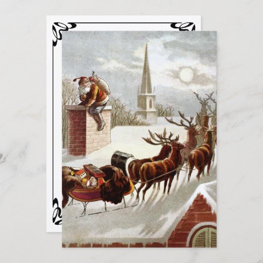 Vintage Christmas, Saint Nicholas on the Rooftop Kaart (Voorkant / Achterkant)