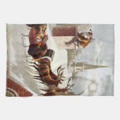 Vintage Christmas, Saint Nicholas on the Rooftop Theedoek (Horizontaal)