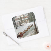 Vintage Christmas, Saint Nicholas with Reindeer Vierkante Sticker (Envelop)