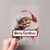 Vintage Christmas Santa Acrylic Card  Acryl Uitnodigingen (Insitu (Draagbaar))