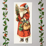 Vintage Christmas, Santa Claus Die Cut Image Poster<br><div class="desc">Vintage illustration Victorian Christmas holiday image featuring an old world Santa Claus carrying bags of toys. Originally from a Victorian die cut.</div>