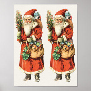 Vintage Christmas, Santa Claus Die Cut Image Poster