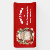 Vintage Christmas Santa Claus Happy Party Welcome Spandoek (Verticaal)