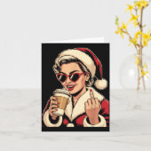 Vintage Christmas Santa Claus Heart Sungles Middle Kaart (Gele Bloem)