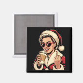 Vintage Christmas Santa Claus Heart Sungles Middle Magneet (Voorkant / Achterkant)