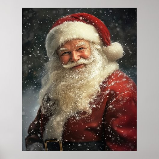Vintage Christmas Santa Claus Portrait Poster (Voorkant)