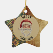 Vintage, Christmas, Santa Claus, Red Gold Green 