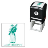 VINTAGE CHRISTMAS SANTA CLAUS RUBBER STAMP  ZELFINKTENDE STEMPEL (In situ)