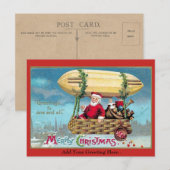 Vintage Christmas Santa Illustration 1909 Feestdagenkaart (Voorkant / Achterkant)