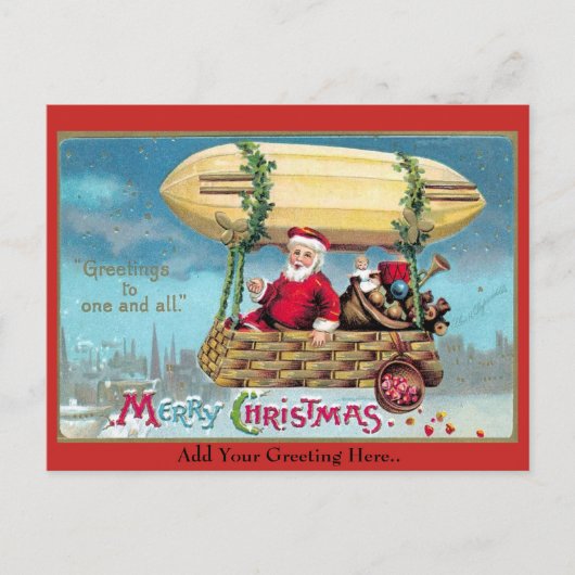 Vintage Christmas Santa Illustration 1909 Feestdagenkaart (Voorkant)