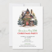Vintage Christmas scene holiday party invitation Kaart (Voorkant)