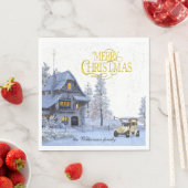 Vintage Christmas scene Merry Christmas and Photo Servet (Insitu)