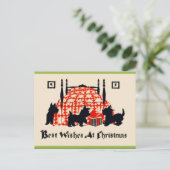 Vintage Christmas Scottie Briefkaart (Staand voorkant)