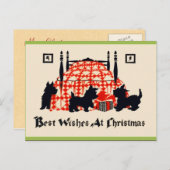 Vintage Christmas Scottie Briefkaart (Voorkant / Achterkant)