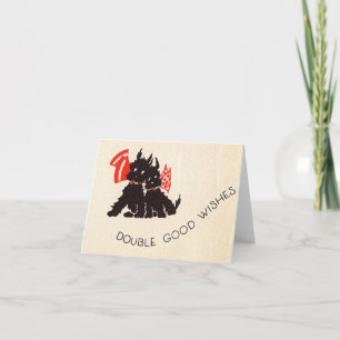 Vintage Christmas Scottie Dogs Kaart