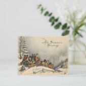 Vintage Christmas Sleigh Ride Briefkaart (Staand voorkant)
