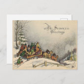 Vintage Christmas Sleigh Ride Briefkaart (Voorkant / Achterkant)
