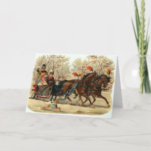 Vintage Christmas Sleigh Ride, Feestdagen Kaart
