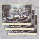 Vintage Christmas Sleighs, Central Park in Winter Inpakpapier Vel<br><div class="desc">Vintage illustration Christmas holiday design originally published by Currier & Ives titled Central Park in Winter, c.1880. This love and romance design features happy couples riding around in romantic horse drawn sleighs on snow in the moonlight. Ice skaters skating on a frozen lake under a full moon in the night...</div>