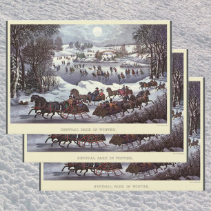 Vintage Christmas Sleighs, Central Park in Winter Inpakpapier Vel