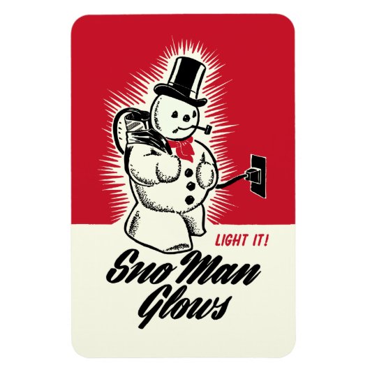 Vintage Christmas Sno Man gloeit magneet (Verticaal)
