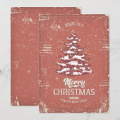 Vintage Christmas Snow Pine Tree Holiday Kaart (Voorkant / Achterkant)