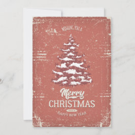 Vintage Christmas Snow Pine Tree Holiday Kaart
