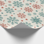 Vintage Christmas Snowflakes & Stars Pattern Cadeaupapier (Hoek)