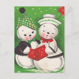 Vintage Christmas Snowman Briefkaarten
